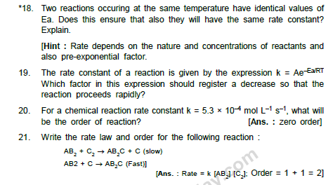 CBSE Class 12 Chemistry notes and questions for Chemical Kinetics Part C 3