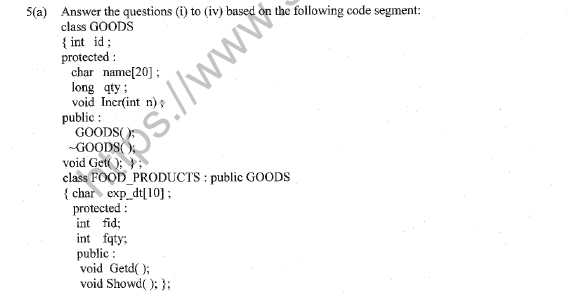CBSE Class 12 Computer Science Question Paper 2020 Set C Solved 5