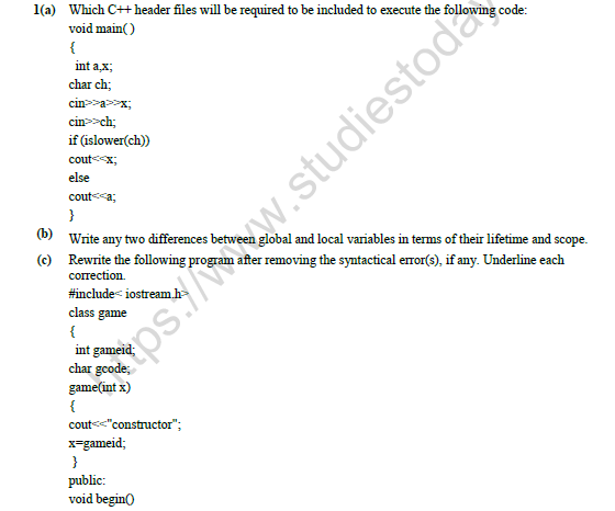 CBSE Class 12 Computer Science Question Paper 2022 Set A Solved 1