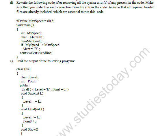 CBSE Class 12 Computer Science Sample Paper 2021 Set D Solved 2