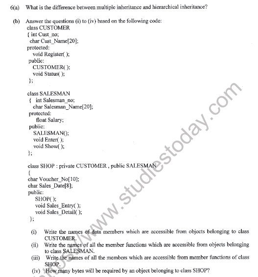 CBSE Class 12 Computer Science Sample Paper 2022 Set B Solved 6