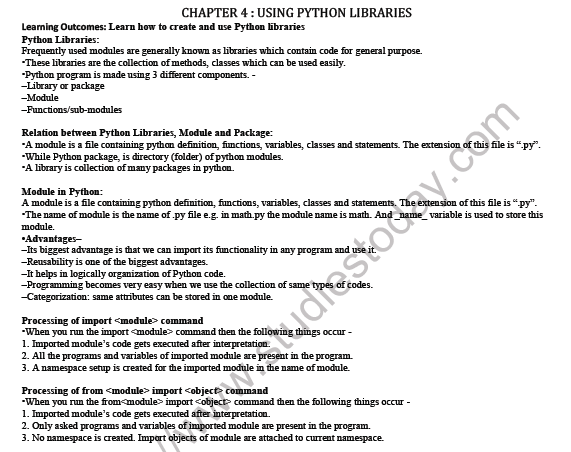 CBSE Class 12 Computer Science Using Python Libraries Notes 1