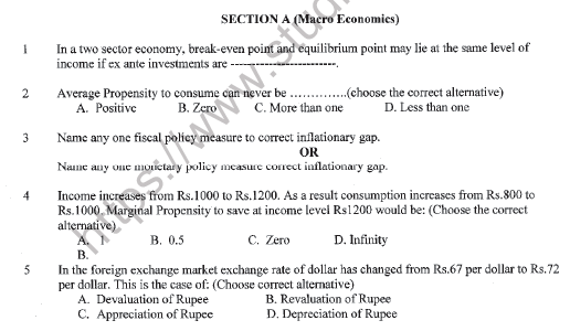CBSE Class 12 Economics Sample Paper 2020 Set C Solved 1