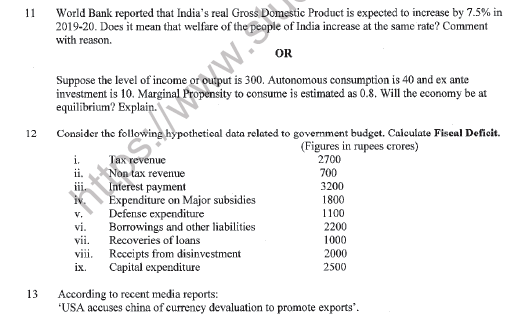 CBSE Class 12 Economics Sample Paper 2020 Set C Solved 3
