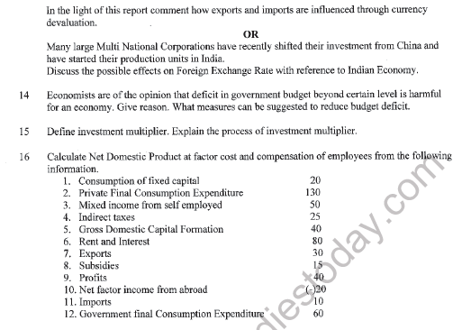 CBSE Class 12 Economics Sample Paper 2020 Set C Solved 4