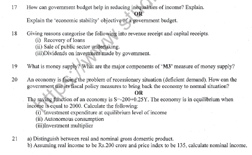 CBSE Class 12 Economics Sample Paper 2021 Set A Solved 5