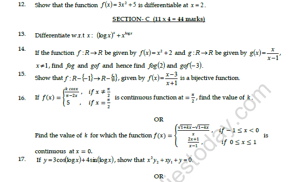 CBSE Class 12 Mathematics Question Paper 2022 Set C Solved 2