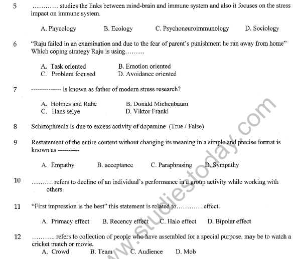 CBSE Class 12 Psychology Sample Paper 2021 Set B Solved 2