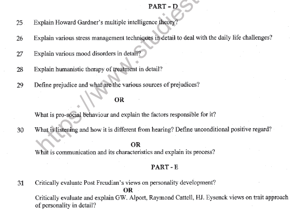 CBSE Class 12 Psychology Sample Paper 2021 Set B Solved 5