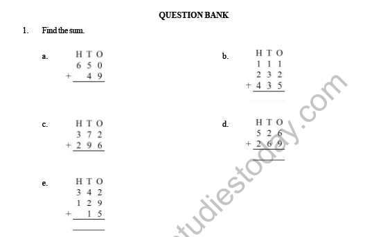 CBSE Class 3 Maths Addition Question Bank 1