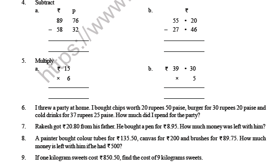 CBSE Class 3 Maths Money Question Bank 2