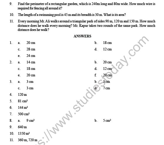 CBSE Class 4 Maths Perimeter and Area Question Bank 5