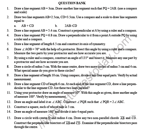 CBSE Class 6 Maths Practical Geometry Question Bank 1