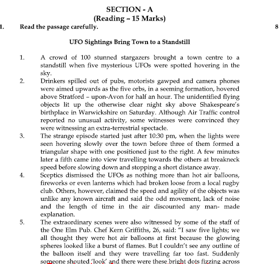 CBSE Class 9 English Communicative Sample Paper Set 1