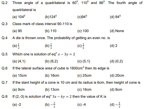 CBSE Class 9 Mathematics Sample Paper 5