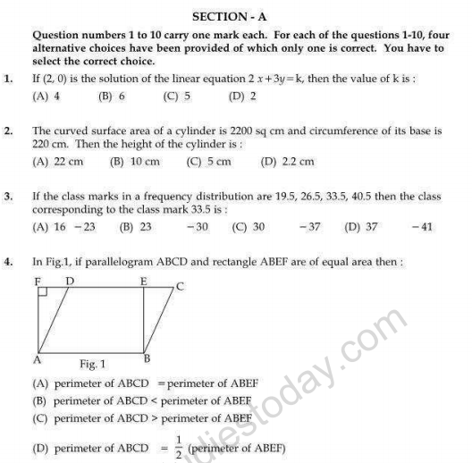 CBSE Class 9 Mathematics Sample Paper 9