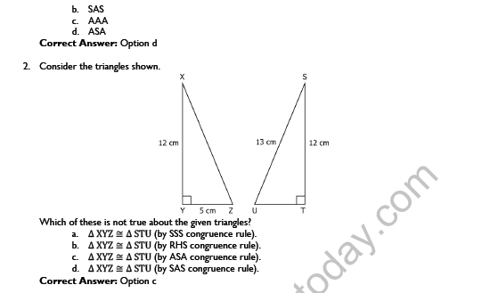 CBSE Class 9 Mathematics Triangles Worksheet Set C 5
