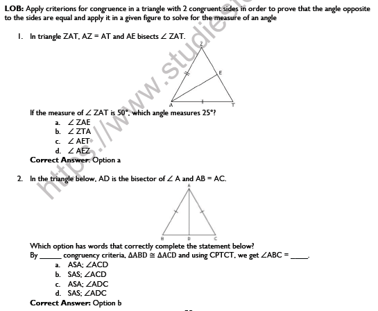 CBSE Class 9 Mathematics Triangles Worksheet Set C 6