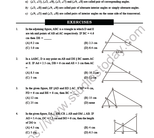 CBSE Class 9 Maths Lines and Angles MCQs Set C 2
