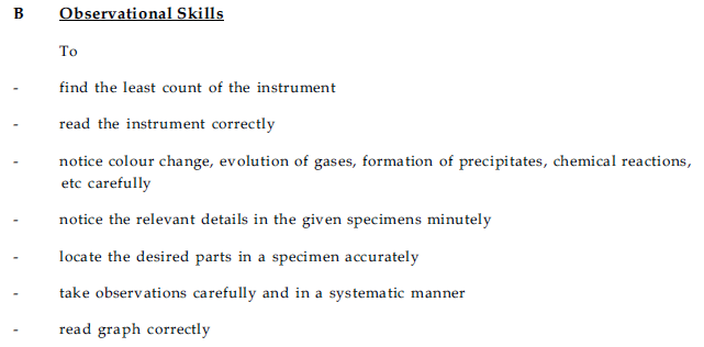 CBSE Class 9 Science and technology Categories of Practical Skills