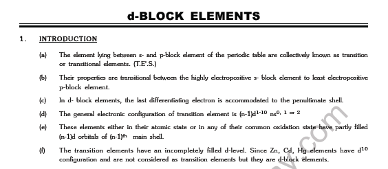 JEE-Mains-Chemistry-D-Block-Elements-Notes 1