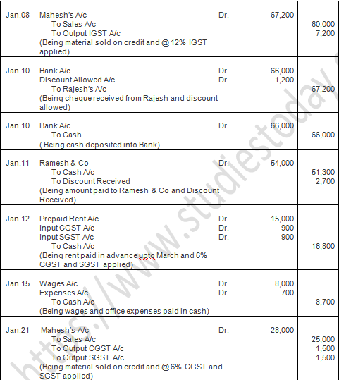 TS Grewal Accountancy Class 11 Solution Chapter 8 Journal