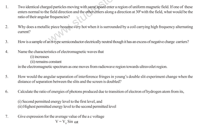 CBSE Class 12 Physics Sample Paper 2009 (2)