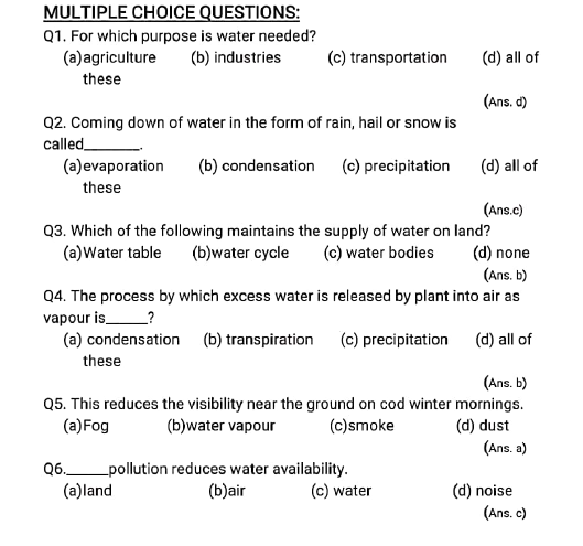 class6 science worksheet 4 1