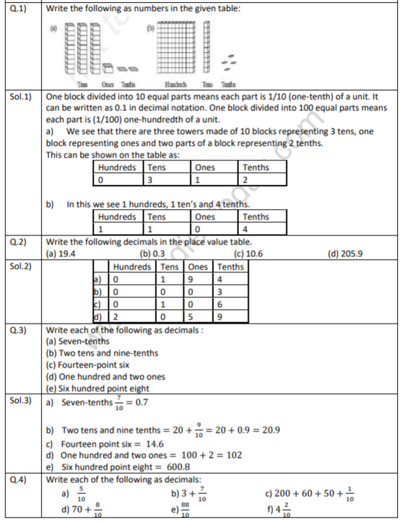 Ncert Solutions Class 6 Mathematics Decimals