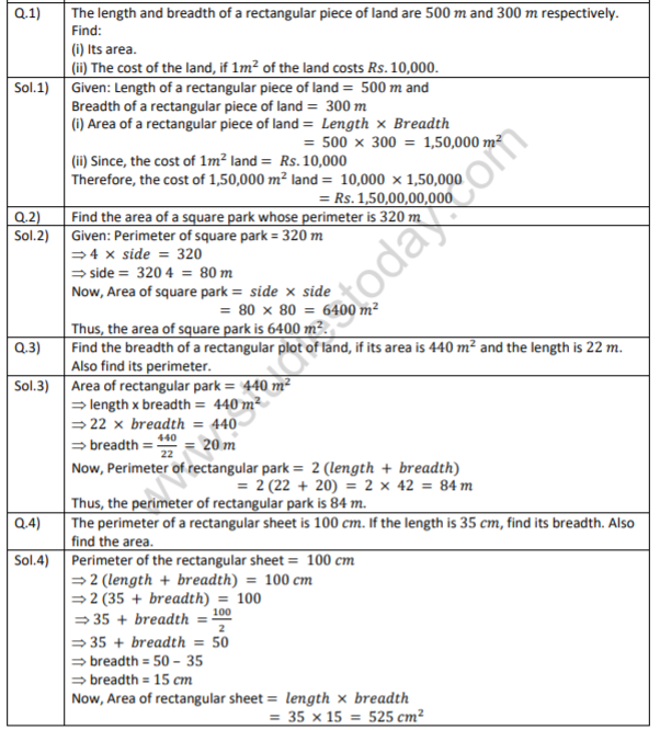 Ncert Solutions Class 7 Mathematics Perimeter And Area