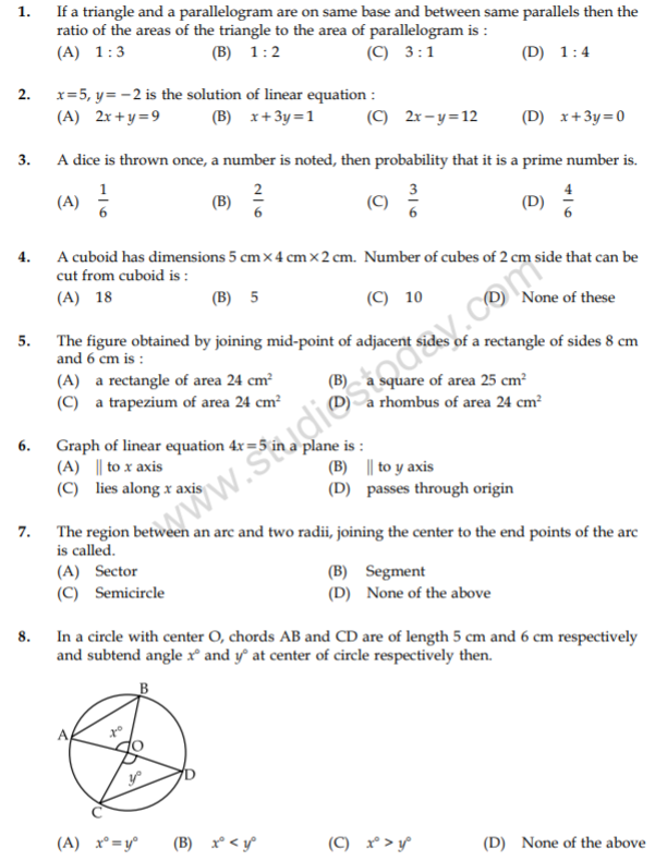 cbse-class-9-mathematics-question-paper-set-u
