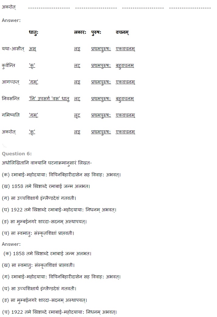 NCERT Solutions for Class 7 Sanskrit Ruchira for Chapter 5 पण्डिता रमाबाई