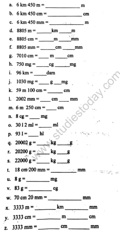 CBSE Class 4 Mathematics Convert Questions