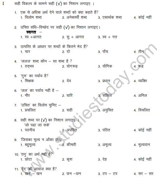 CBSE Class 7 Hindi Question Paper Set B