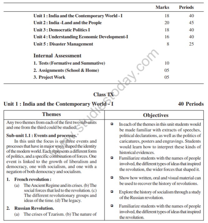 cbse class 9 social science syllabus 2009 2010 latest syllabus for social science issued by ncert cbse