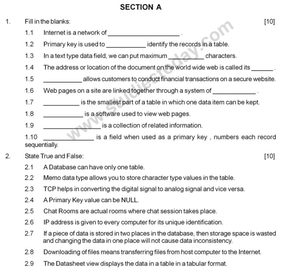 CBSE Class 10 Foundations of Information Technology Sample Paper (1)