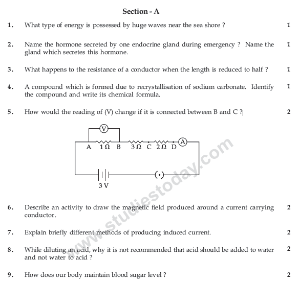 CBSE Class 10 Science Sample Paper 2014 (12)