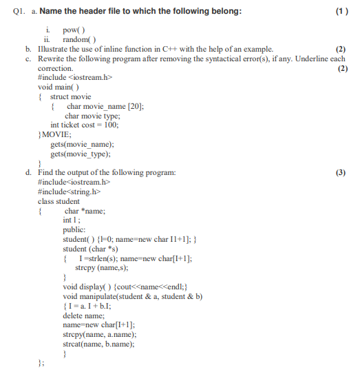 CBSE Class 12 Computer Science Sample Paper SA1 2015 (5)