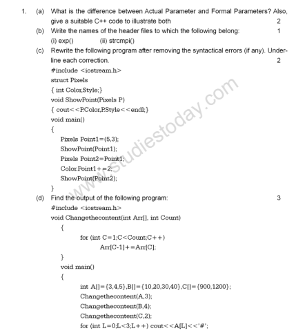 CBSE Class 12 Computer Science Sample Papers 2013 (15)