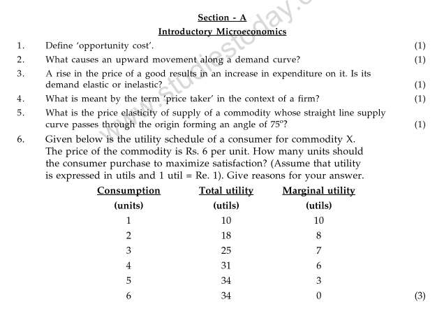 CBSE Class 12 Economics Sample Paper 2010 (2)