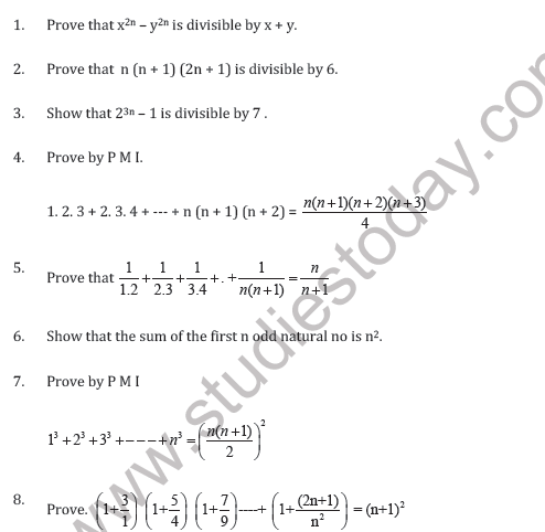 CBSE Class 11 Principle of Mathematical Induction1 Worksheet C