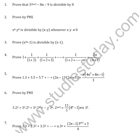 CBSE Class 11 Principle of Mathematical Induction1 Worksheet D