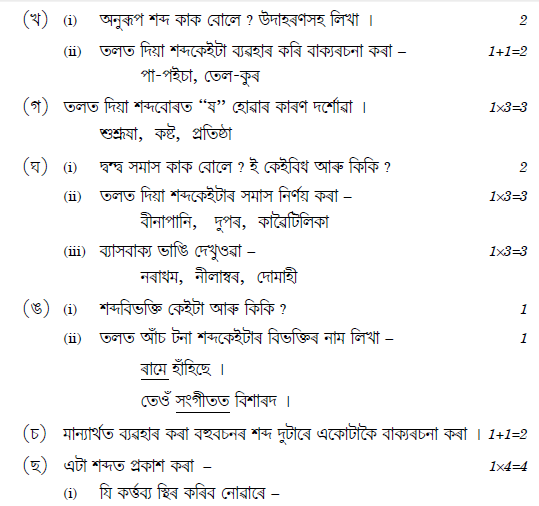 CBSE Class 12 Assamese Question1 Paper 2019