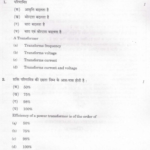 CBSE Class 12 Electrical Machines Question Paper 2019