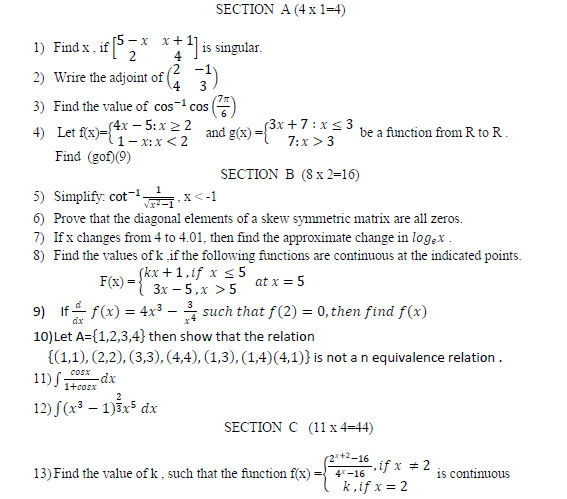 CBSE Class 12 Mathematics Sample Paper 2019 (1)