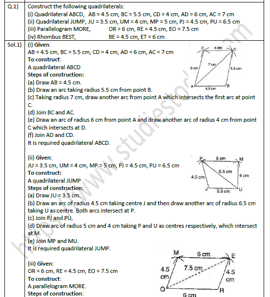 ncert solution class 8 maths chapter 4 practical geometry