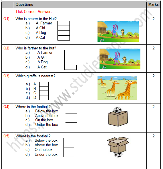 CBSE Class 1 Maths Shapes and Space Worksheet Set C