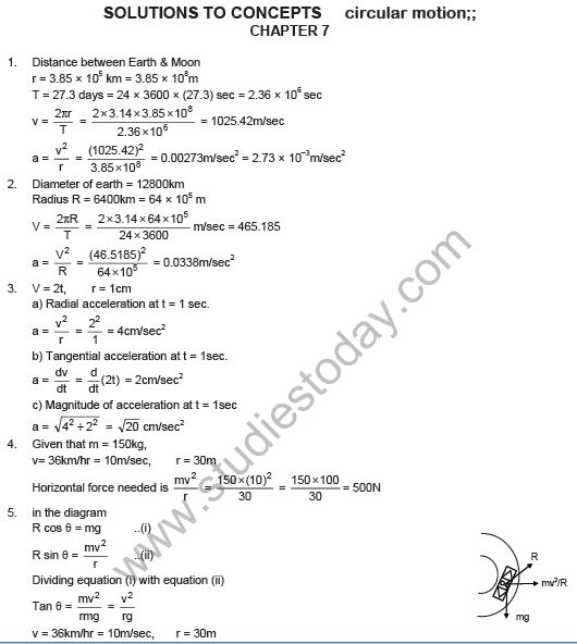 Hc Verma Solutions Chapter 7 Circular Motion