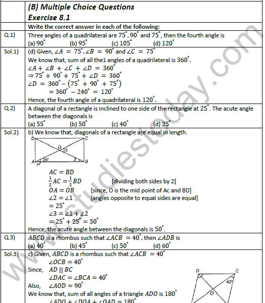 Ncert Exemplar Solutions Class 9 Maths Quadrilaterals 6973