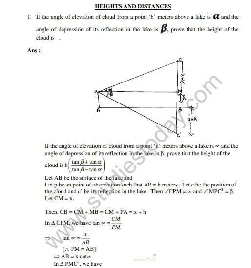 Height and Distance as an Application of Trigonometry with Solved Examples
